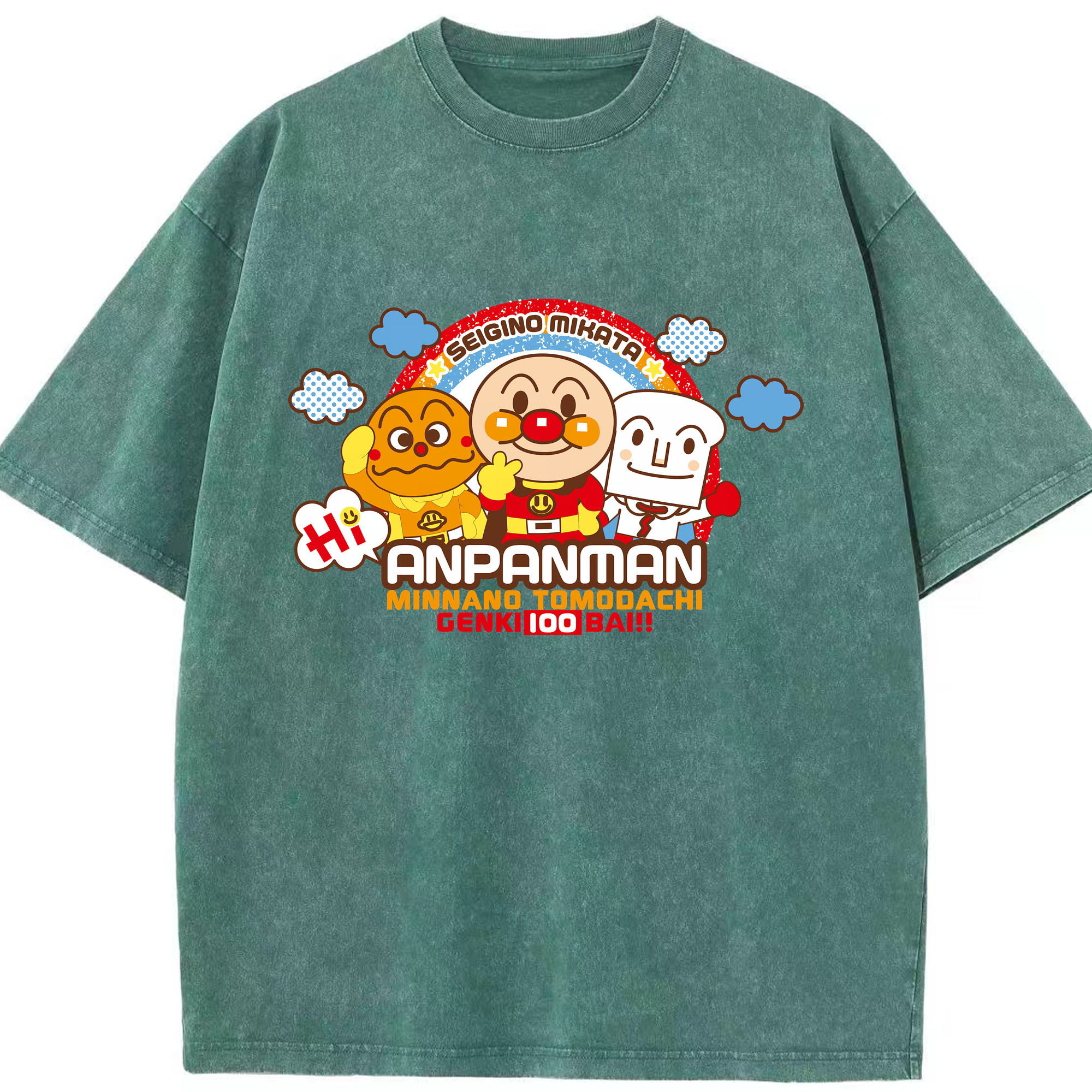 （画像用） アンパンマン Anpanman 綿100% ヴィンテージ風 半袖Tシャツ（フロントプリント）